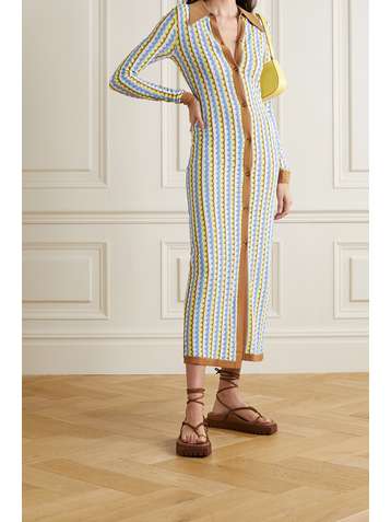 DODO BAR OR Keshia striped pointelle-knit shirt dress