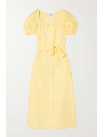 SLEEPER Brigitte belted linen midi dress