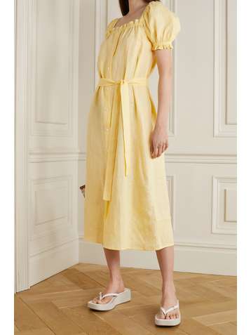 SLEEPER Brigitte belted linen midi dress