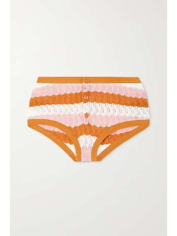 DODO BAR OR Striped pointelle-knit briefs