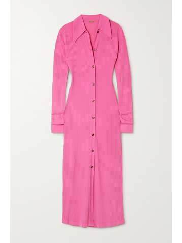 DODO BAR OR Ella ribbed-knit midi shirt dress
