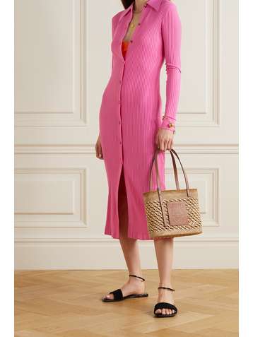 DODO BAR OR Ella ribbed-knit midi shirt dress