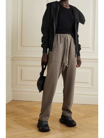 RICK OWENS Felpa asymmetrische Kapuzenjacke aus Baumwoll-Jersey