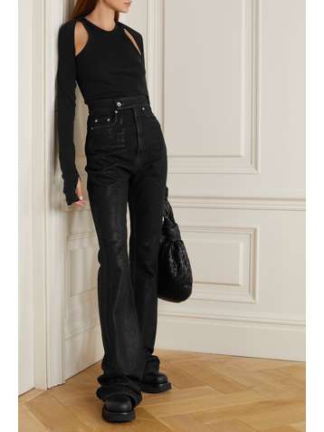 RICK OWENS Jean bootcut taille haute enduit