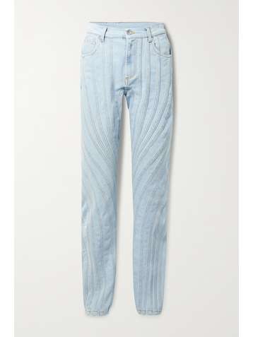 MUGLER Paneled low-rise straight-leg jeans
