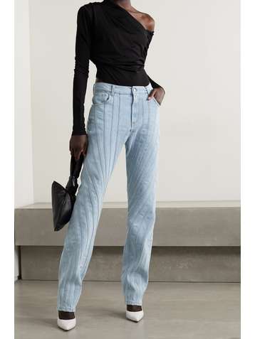 MUGLER Paneled low-rise straight-leg jeans
