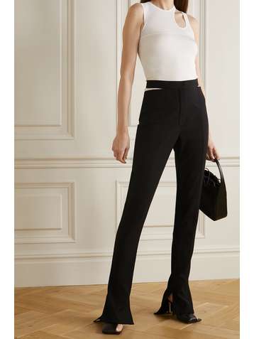 MUGLER Cutout wool-twill flared pants