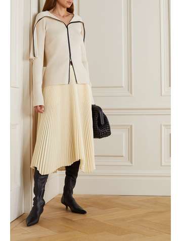 JIL SANDER Jupe asymétrique en gabardine à plis
