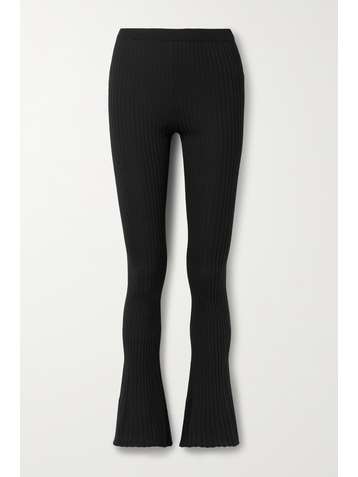 GAUCHERE Pantalon évasé en laine côtelée