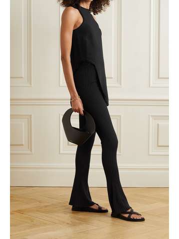 GAUCHERE Pantalon évasé en laine côtelée
