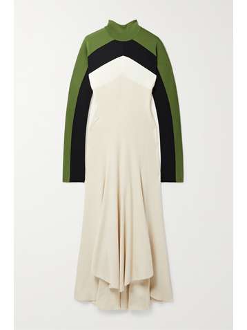 JIL SANDER Robe longue en jersey de coton mélangé côtelé color-block