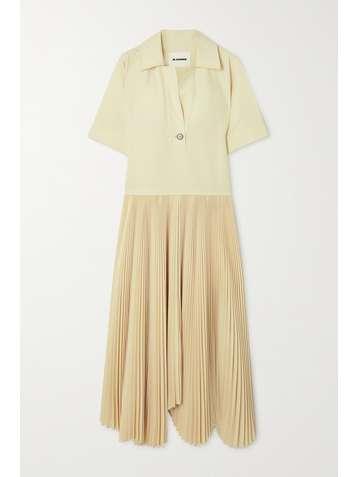 JIL SANDER Pleated gabardine midi dress