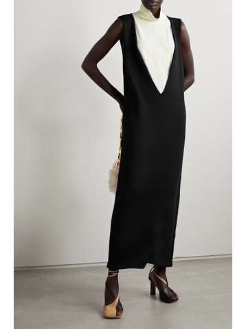 JIL SANDER Robe midi à superposition en laine mélangée