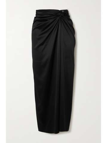 MAGDA BUTRYM Gathered stretch-silk satin midi skirt