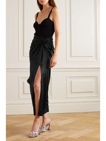 MAGDA BUTRYM Gathered stretch-silk satin midi skirt