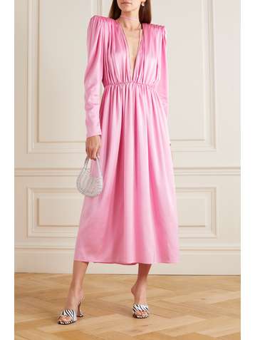 MAGDA BUTRYM Gathered stretch-silk satin maxi dress