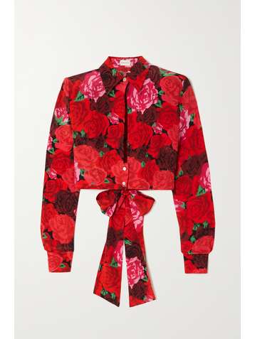 MAGDA BUTRYM Cutout floral-print silk-crepe blouse