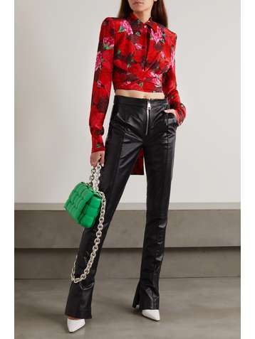 MAGDA BUTRYM Cutout floral-print silk-crepe blouse