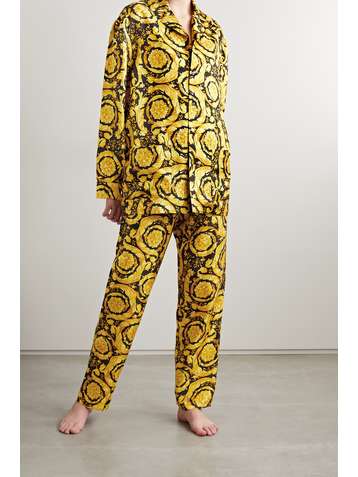 VERSACE Pyjama-Hemd aus bedrucktem Seiden-Twill