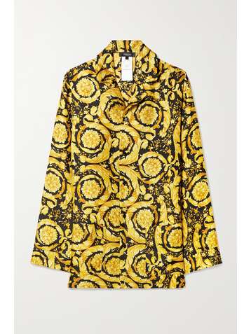 VERSACE Pyjama-Hemd aus bedrucktem Seiden-Twill