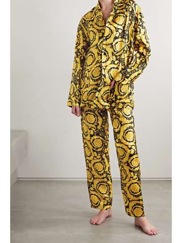 VERSACE Pyjama-Hose aus bedrucktem Seiden-Twill