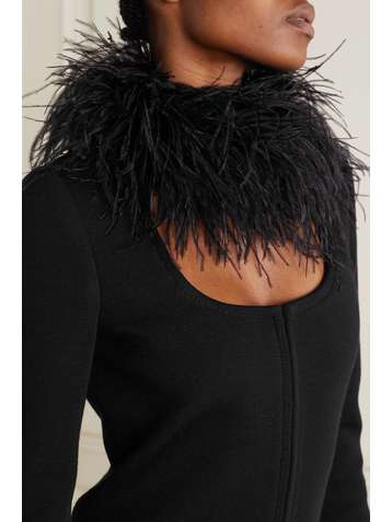 SAINT LAURENT Silberfarbener Choker mit Federn