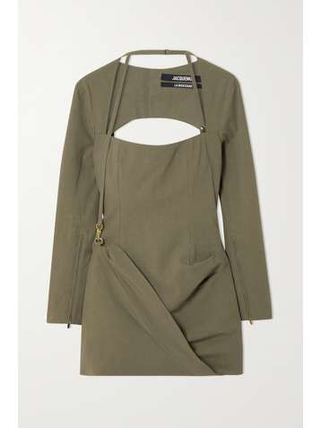 JACQUEMUS Esca cutout draped woven mini dress