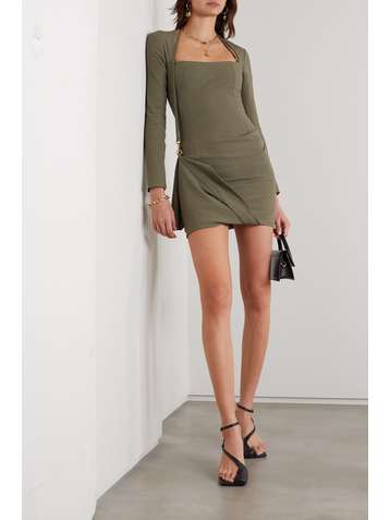 JACQUEMUS Esca cutout draped woven mini dress