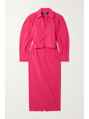 JACQUEMUS Uzco layered cutout cotton-blend midi dress