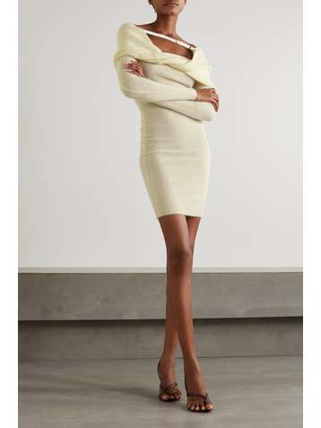 JACQUEMUS Ascua off-the-shoulder knitted mini dress