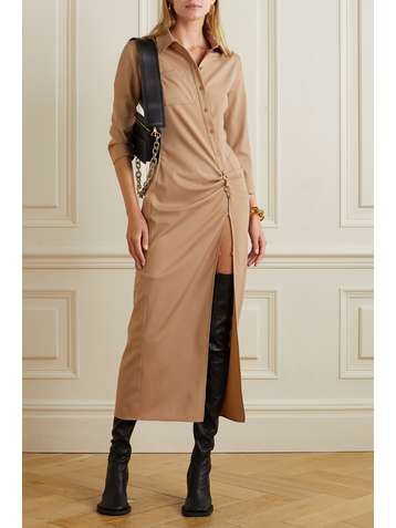 JACQUEMUS Jocou embellished stretch-wool midi shirt dress