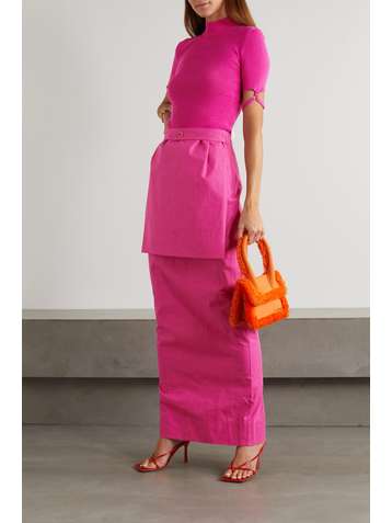 JACQUEMUS Torre Oberteil aus Rippstrick mit Stehkragen und Cut-outs