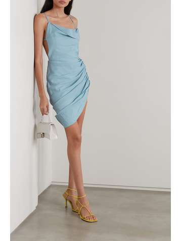JACQUEMUS Saudade asymmetric draped woven mini dress