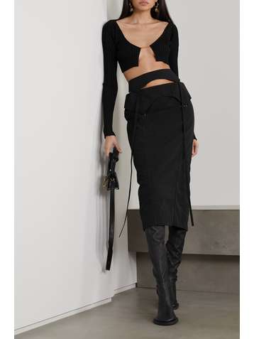 JACQUEMUS Pralù cropped embellished ribbed-knit cardigan