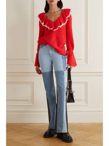 ANDERSSON BELL Jean bootcut taille haute patchwork Shirley