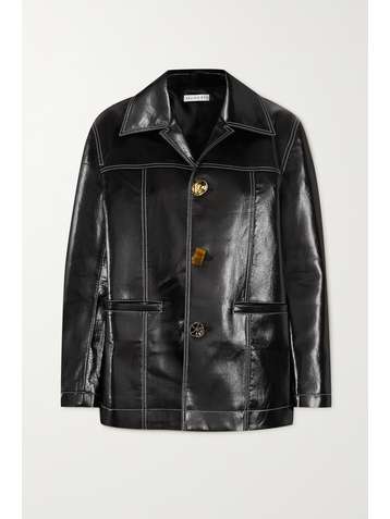 REJINA PYO Cameron topstitched faux patent-leather jacket