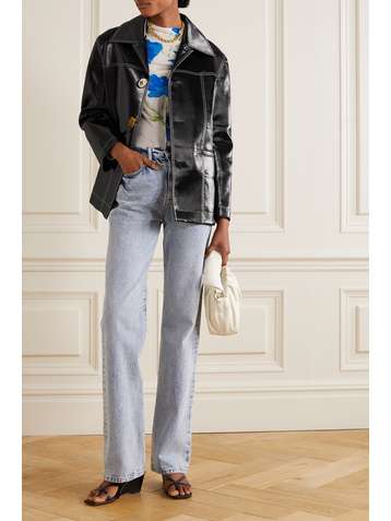 REJINA PYO Cameron topstitched faux patent-leather jacket