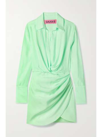 GAUGE81 Naha draped silk mini shirt dress