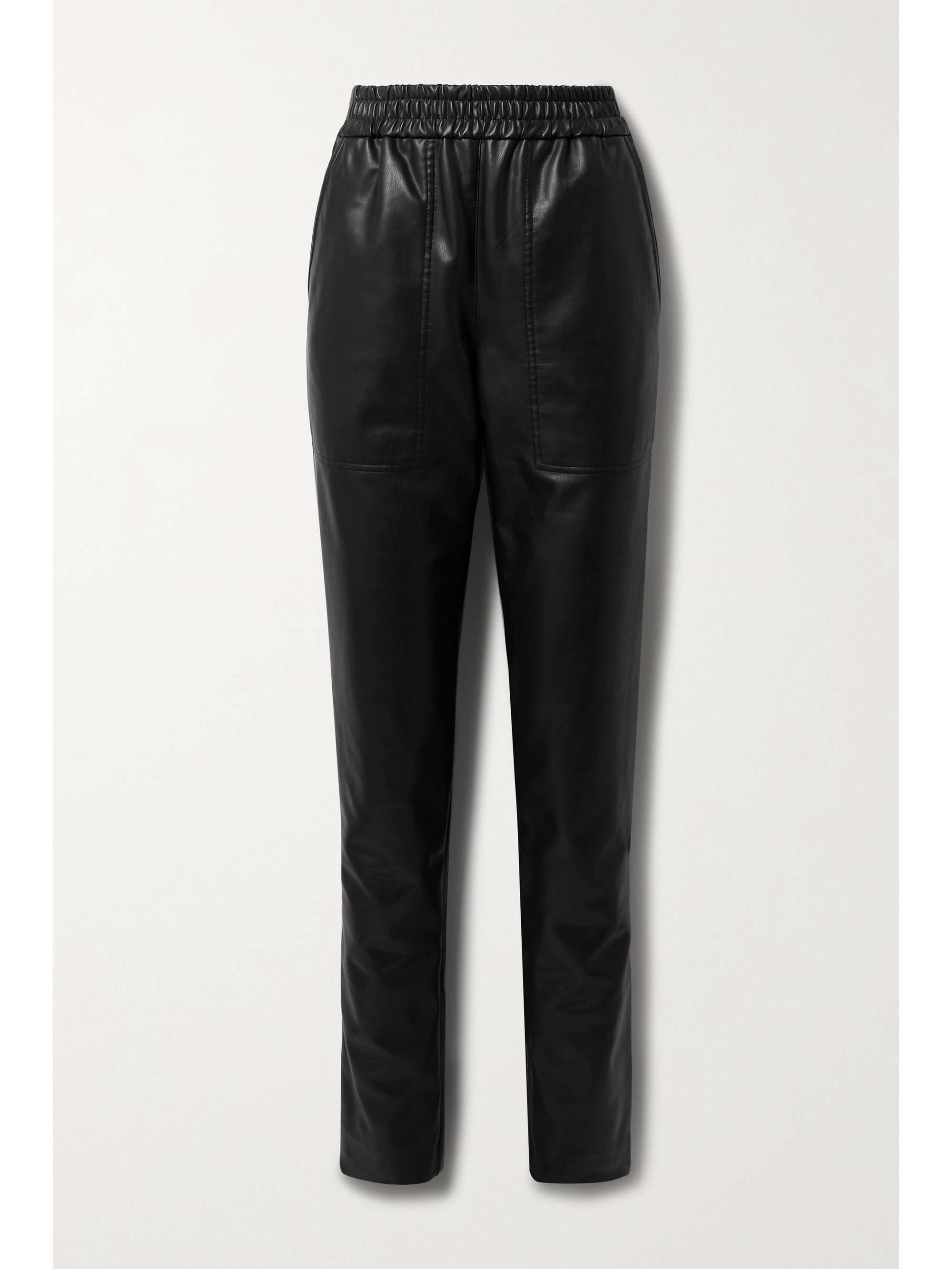 Black Vegan leather straight-leg pants 