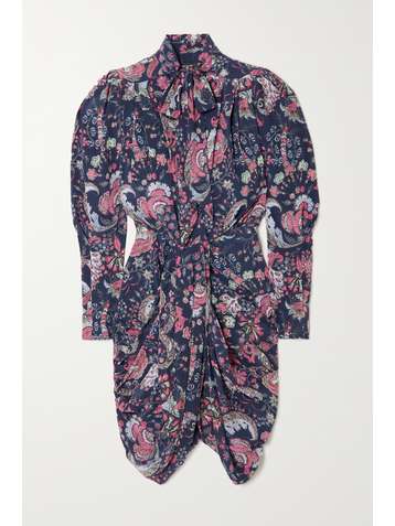 ISABEL MARANT Batoa ruched floral-print silk-blend crepe de chine dress