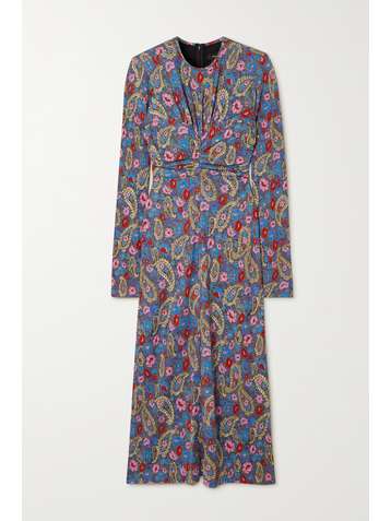 ISABEL MARANT Linario gathered floral-print stretch-jersey midi dress