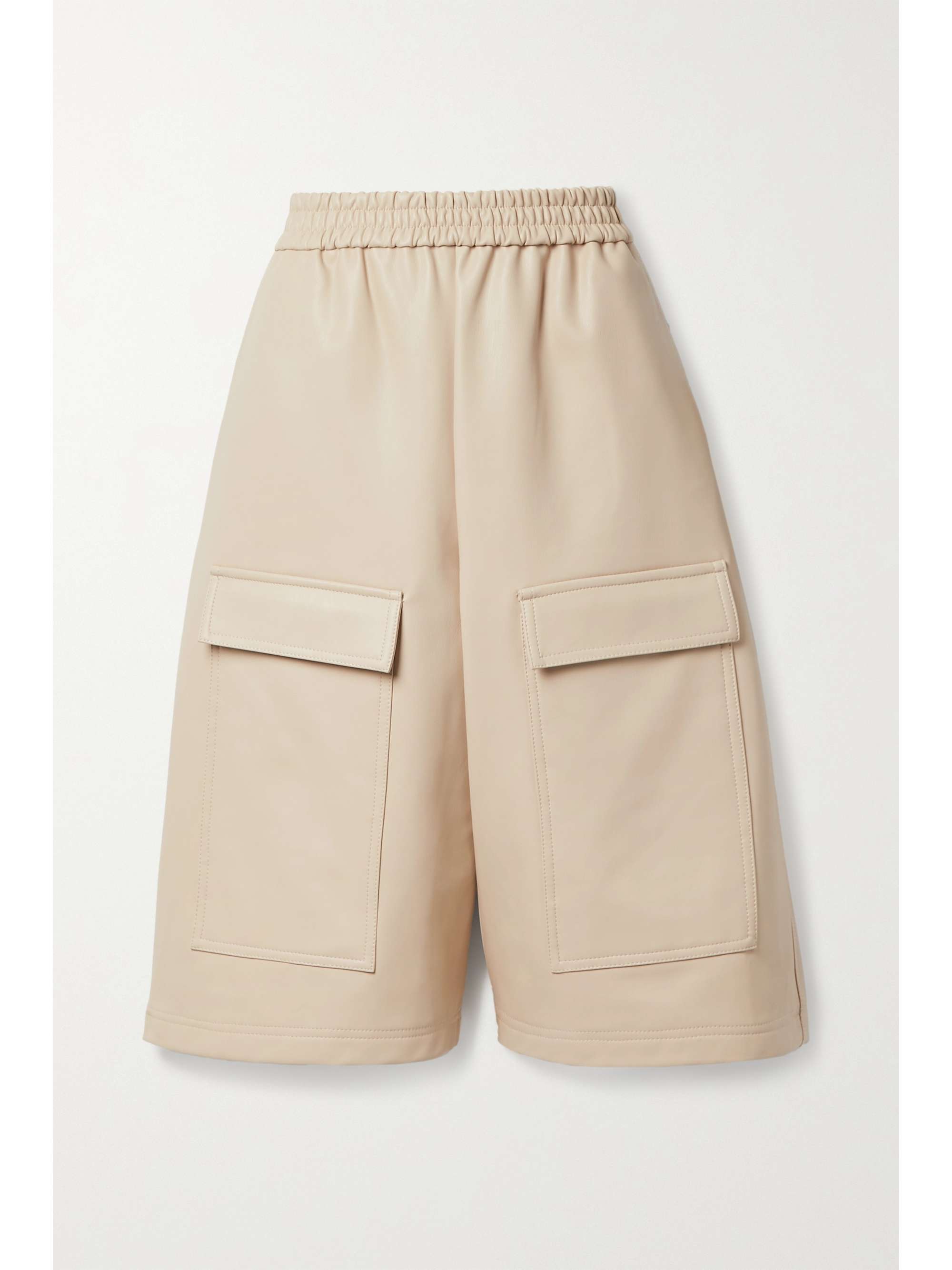 Beige Vegan leather shorts | TIBI | NET 