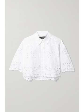 ISABEL MARANT Derron cropped broderie anglaise cotton blouse