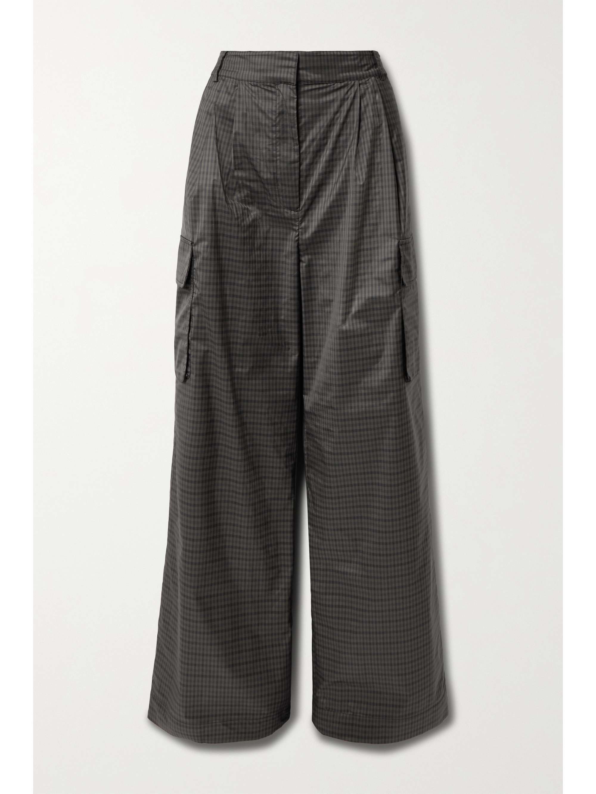 Dark gray Pleated gingham shell wide 