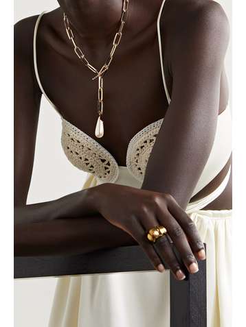 ROSANTICA Collier en métal doré, cristaux et perle synthétique Promessa