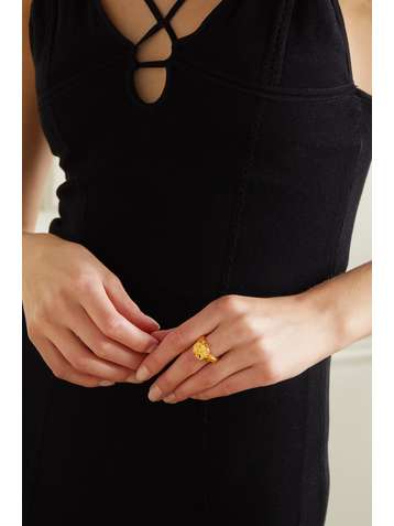 ALIGHIERI Libra gold-plated ring