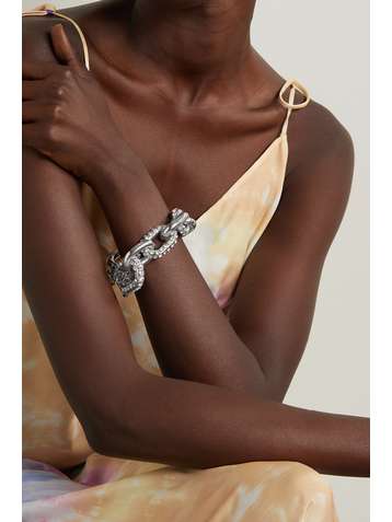 PACO RABANNE Bracelet en métal argenté et cristaux