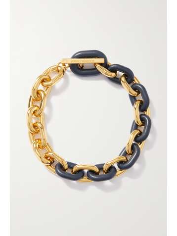 PACO RABANNE XL Link goldfarbene Kette mit Details aus Leder