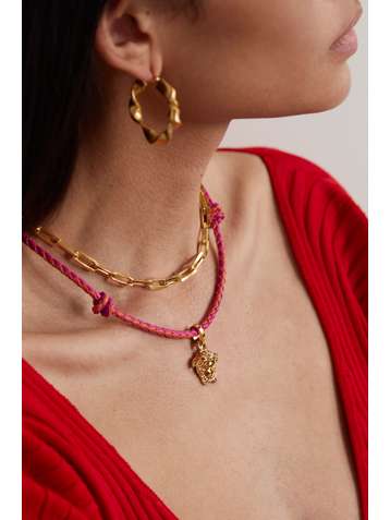 VERSACE Kette aus Leder mit goldfarbenen Details