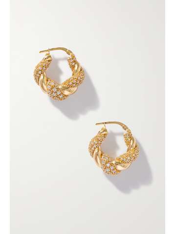 BOTTEGA VENETA Gold-plated crystal hoop earrings